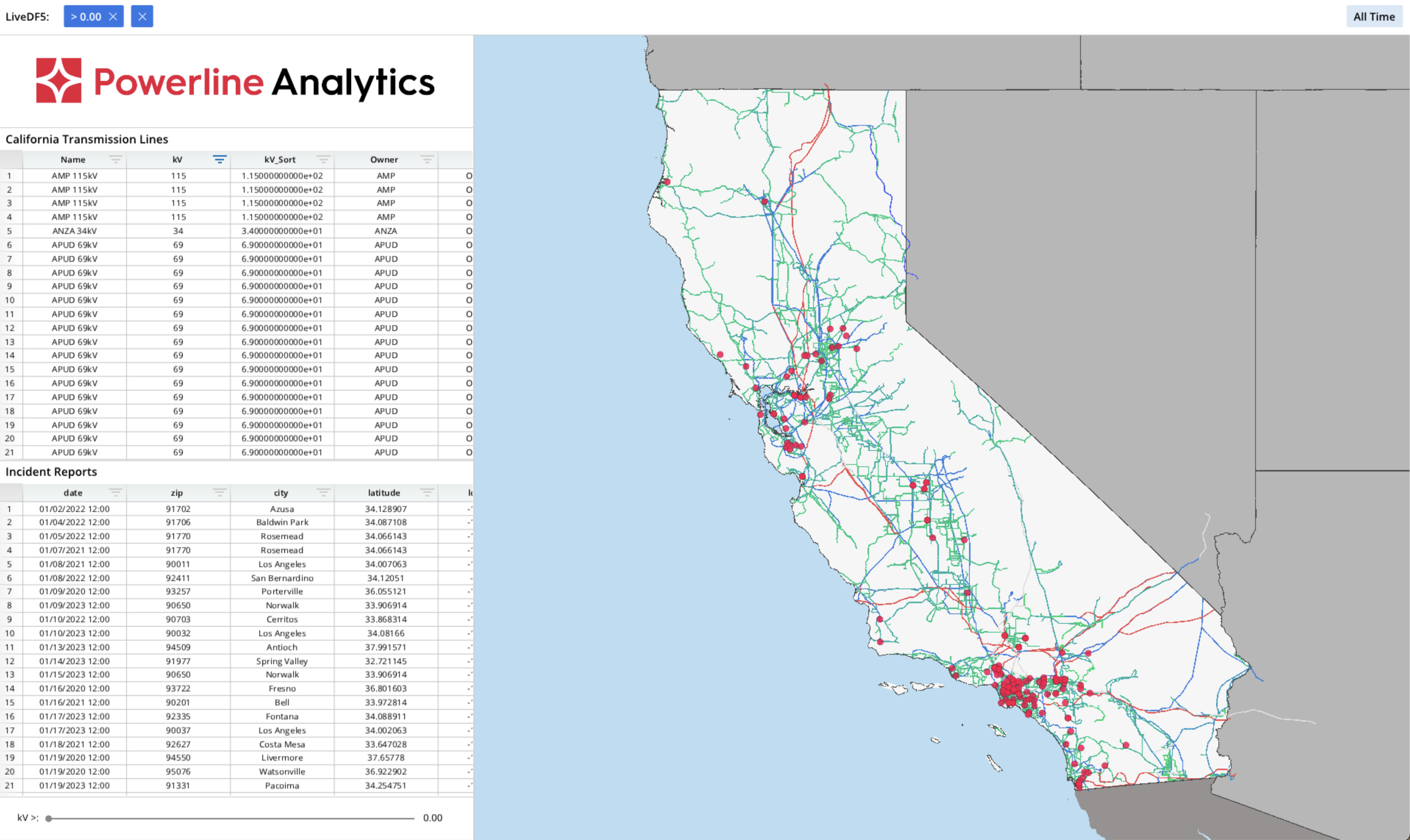 A map of the United States with a large number of red lines connecting various cities.